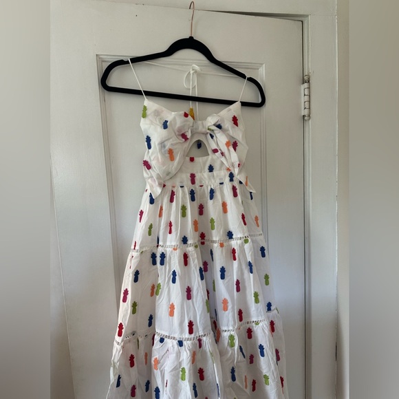 FARM RIO Pineapple Midi Dress with Bow XS - $235 - Picture 5 of 8